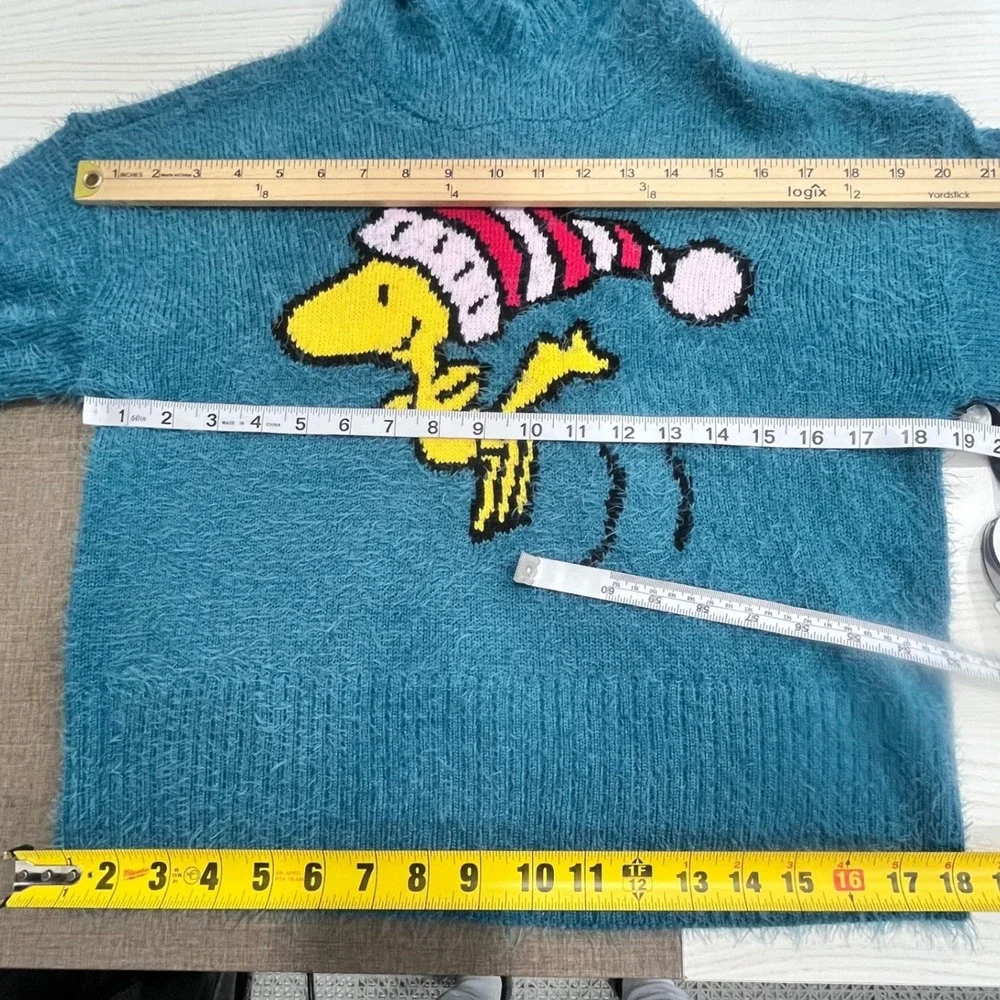 Justice Woodstock‎ Peanuts Hoodie Sweater Kids Medium 10 Sea Blue Fuzzy Holiday